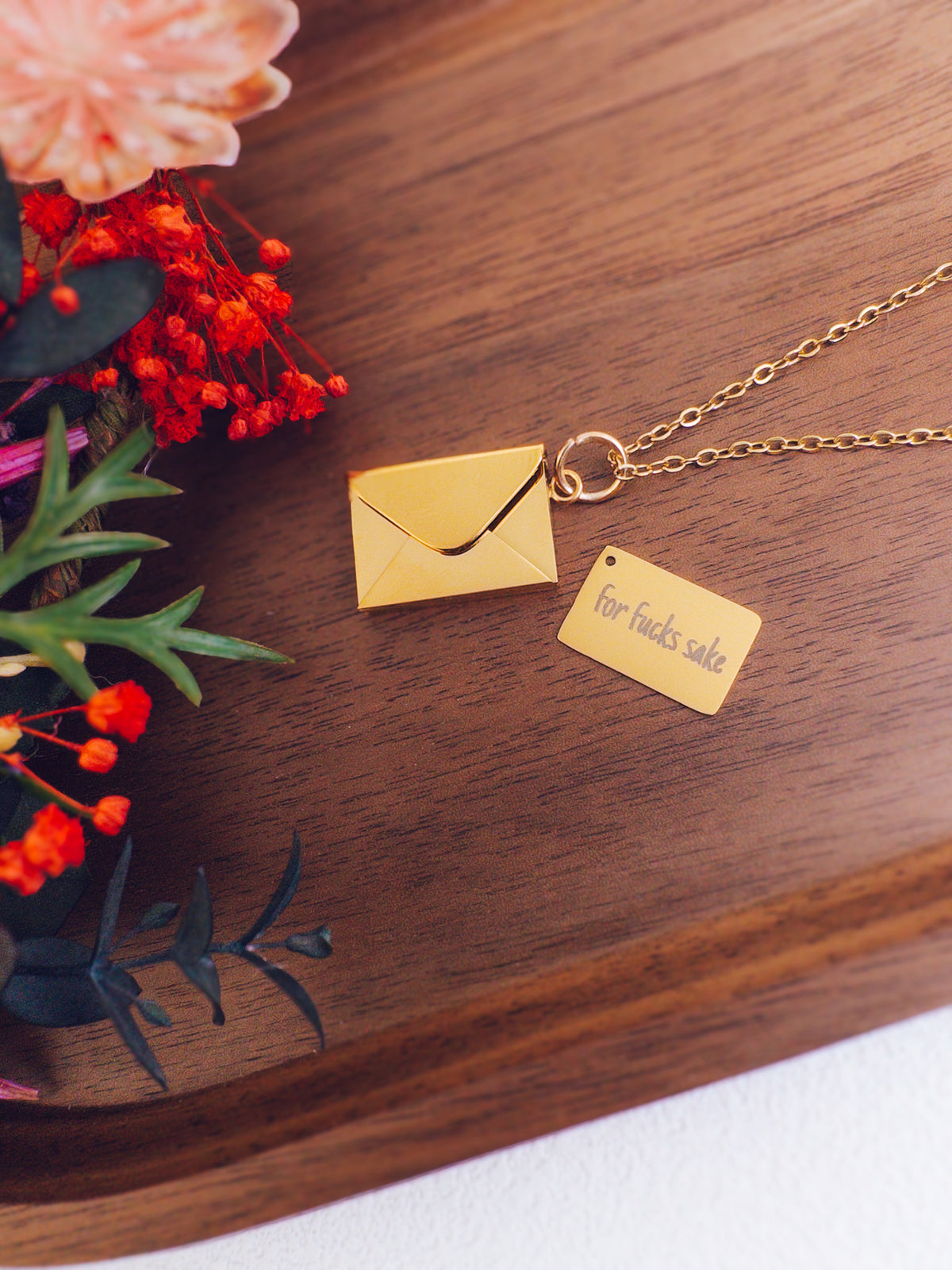 For Fucks Sake Necklace - Hidden Message Envelope Pendant