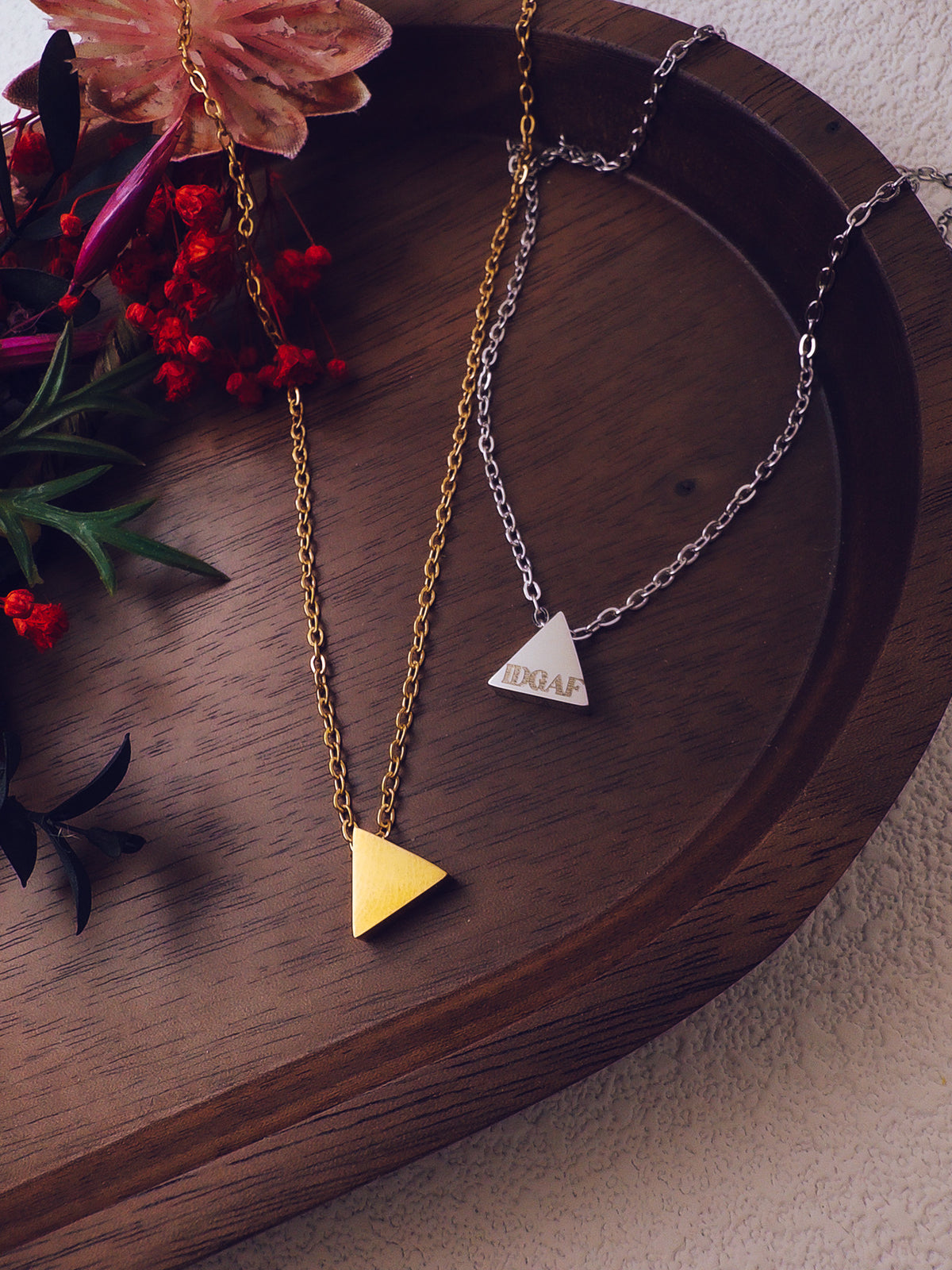 IDGAF Triangle Necklace