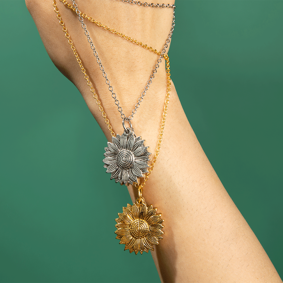 Hidden Message Sunflower Necklace- This Too Shall Pass, But What the F*** - Lors Collective