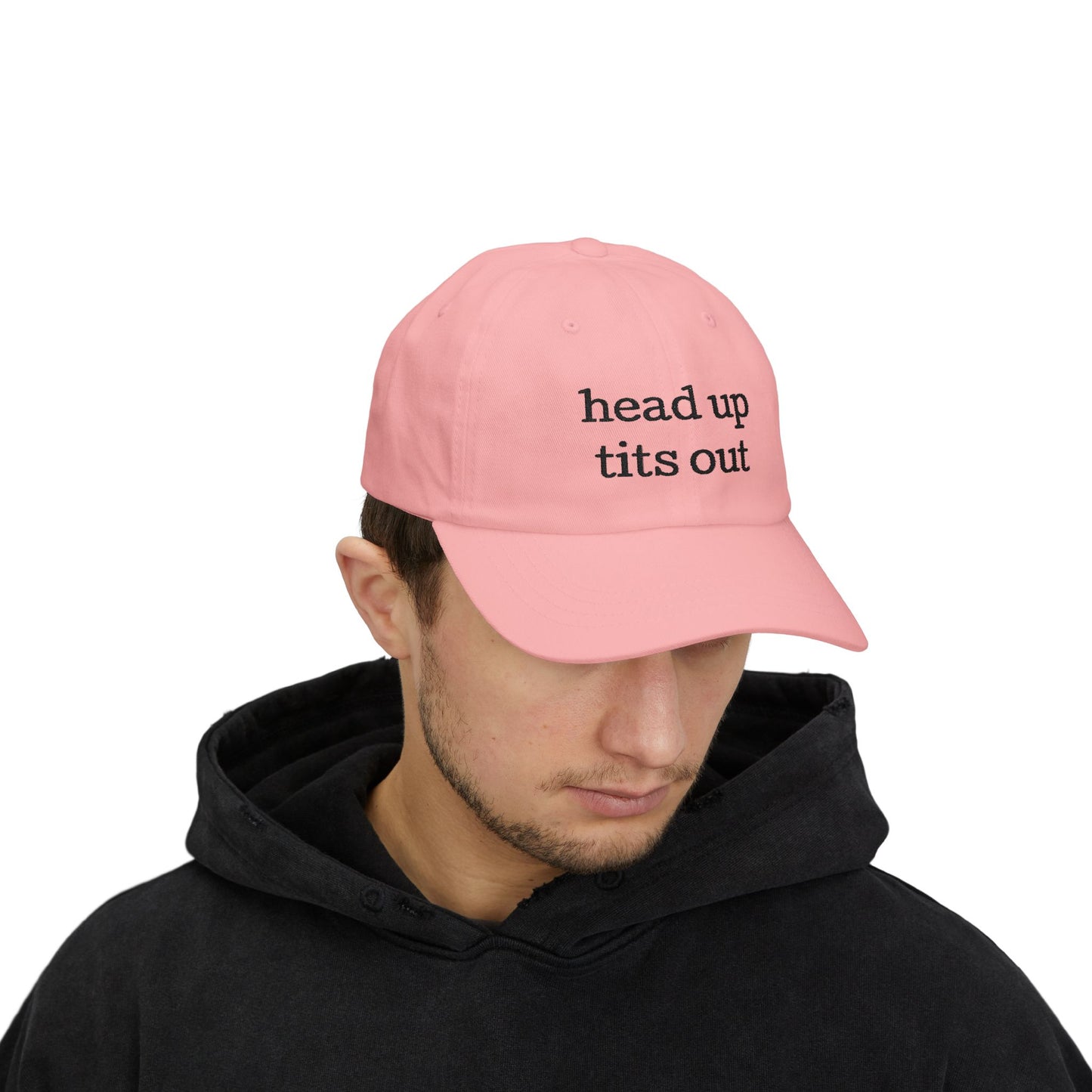 Embroidered "Heads Up, Tits Out" Baseball Cap