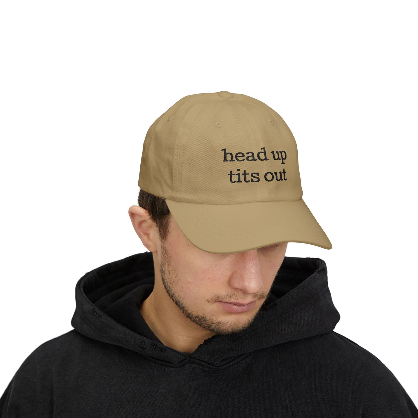Embroidered "Heads Up, Tits Out" Baseball Cap