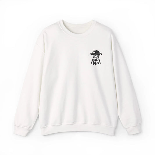 Embroidered Alien Ship Abduction Sweatshirt, Please Take Me UFO - Lors Collective