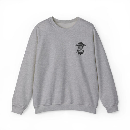 Embroidered Alien Ship Abduction Sweatshirt, Please Take Me UFO - Lors Collective