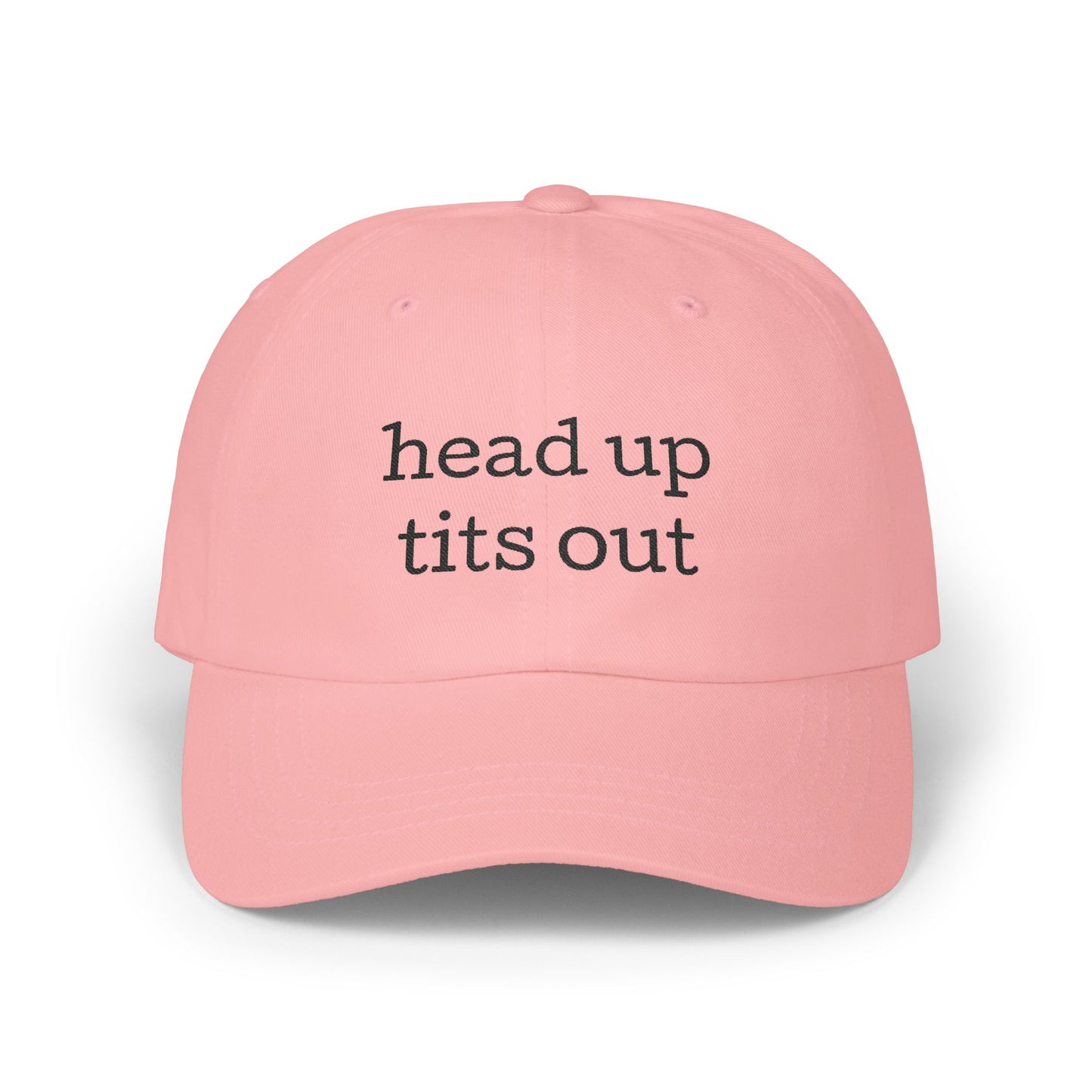 Embroidered "Heads Up, Tits Out" Baseball Cap