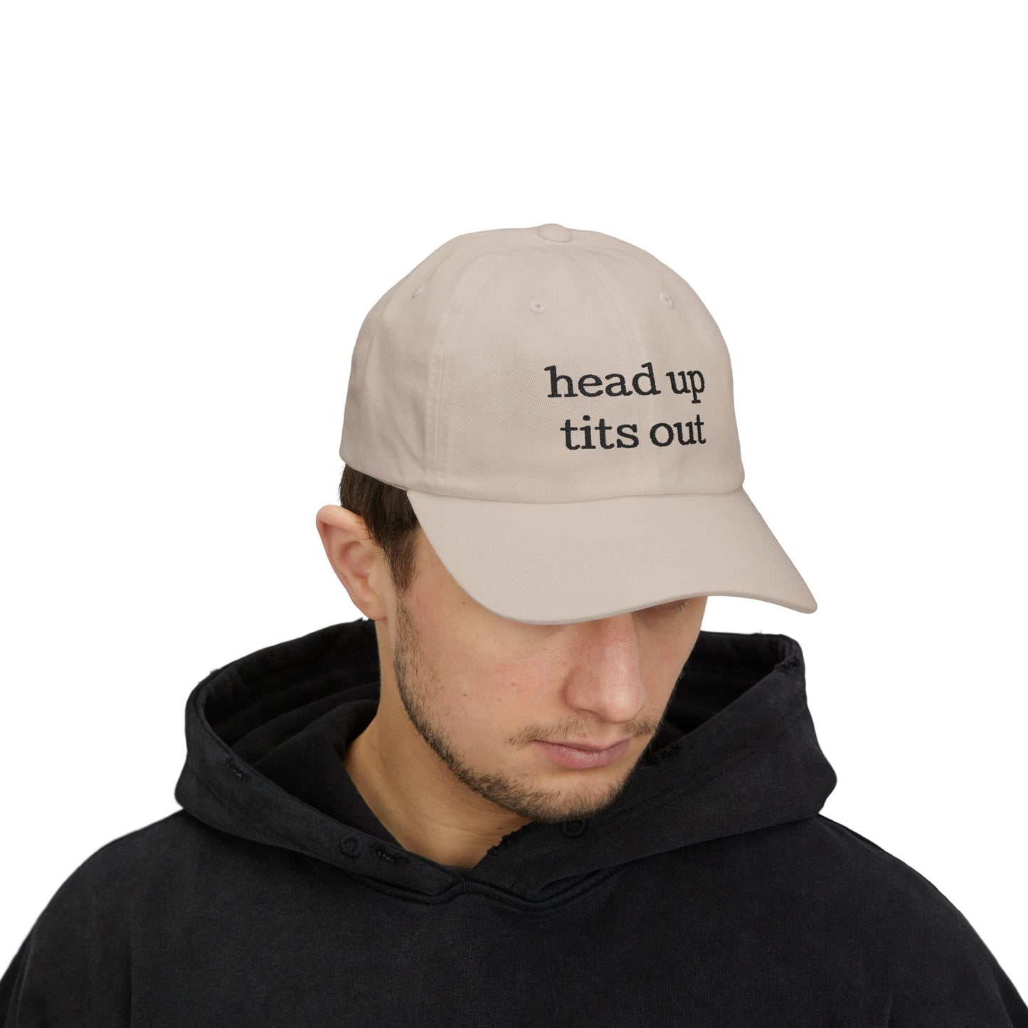 Embroidered "Heads Up, Tits Out" Baseball Cap