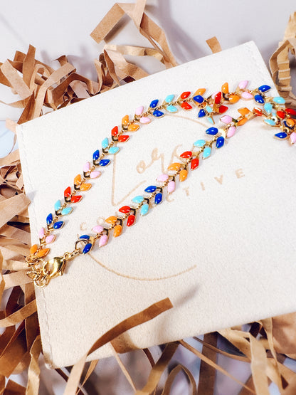 Retro Rainbow Vine Anklet