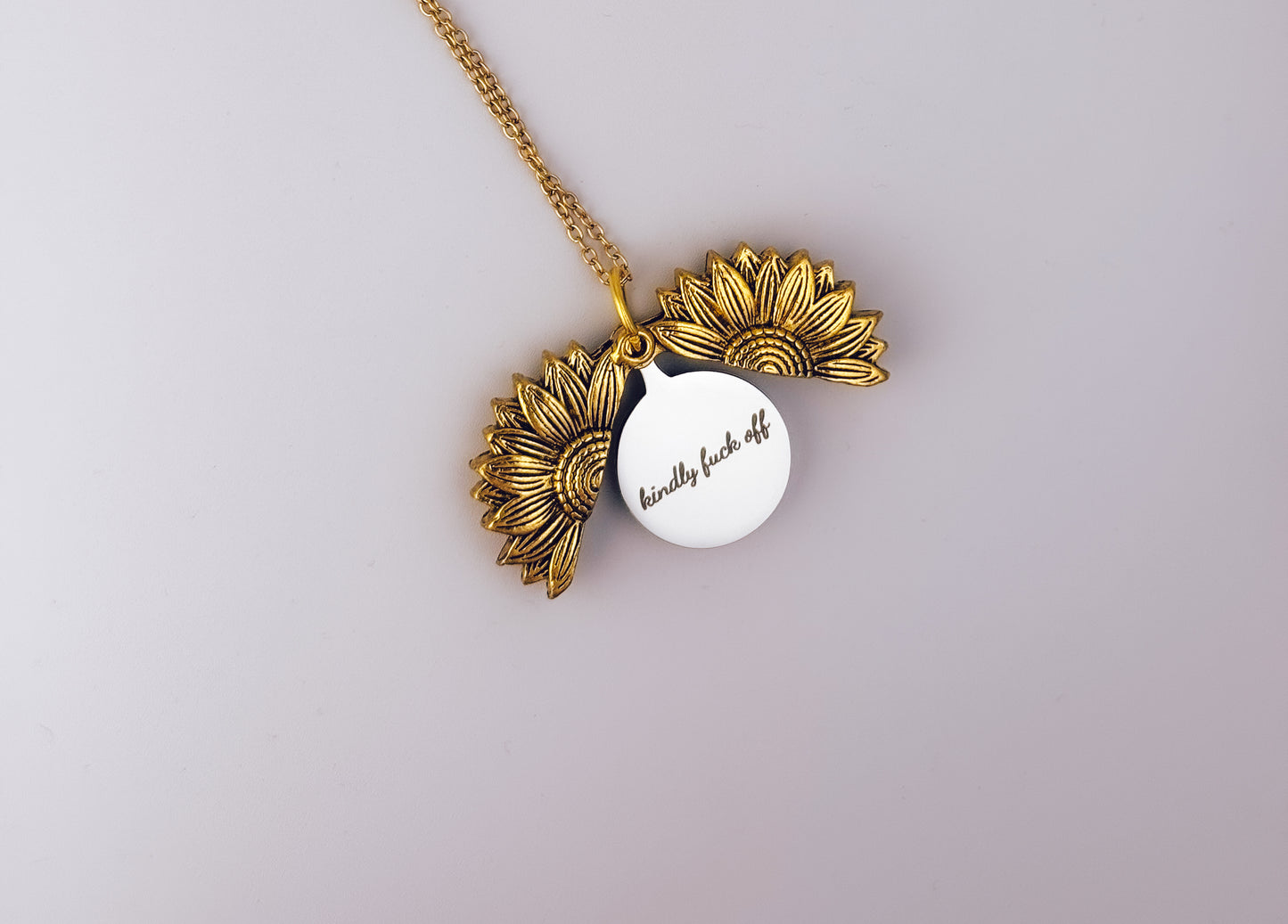 Hidden Message Sunflower Necklace - Kindly F*ck Off