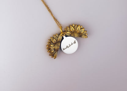 Hidden Message Sunflower Necklace - Kindly F*ck Off
