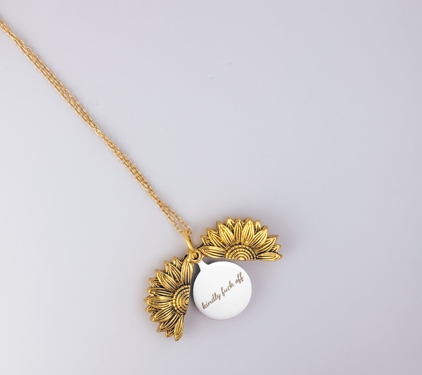 Hidden Message Sunflower Necklace - Kindly F*ck Off