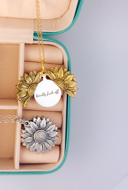 Hidden Message Sunflower Necklace - Kindly F*ck Off