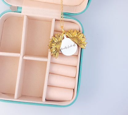 Hidden Message Sunflower Necklace - Kindly F*ck Off