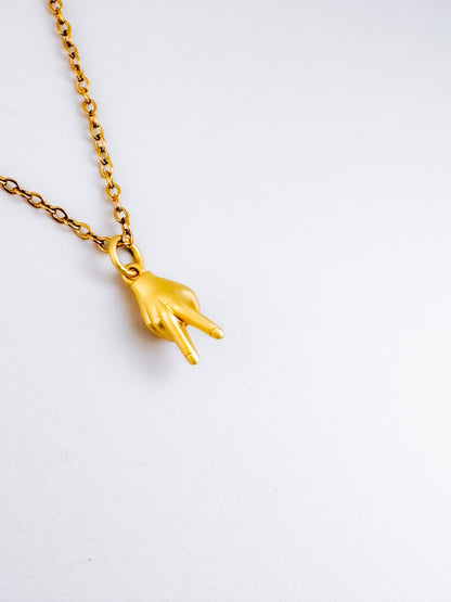 Peace Out Gold Pendant Necklace