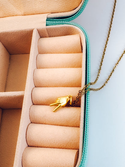 Peace Out Gold Pendant Necklace