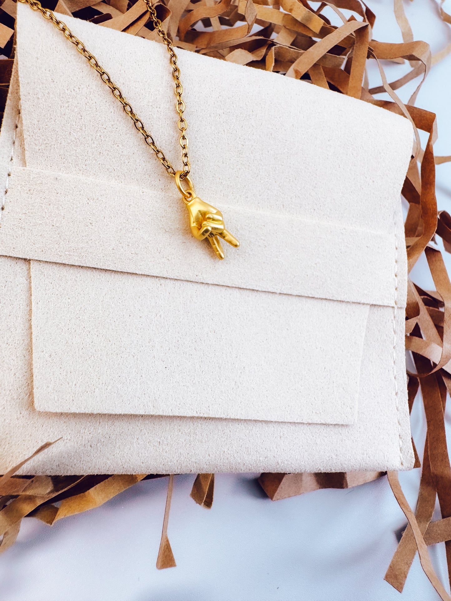 Peace Out Gold Pendant Necklace