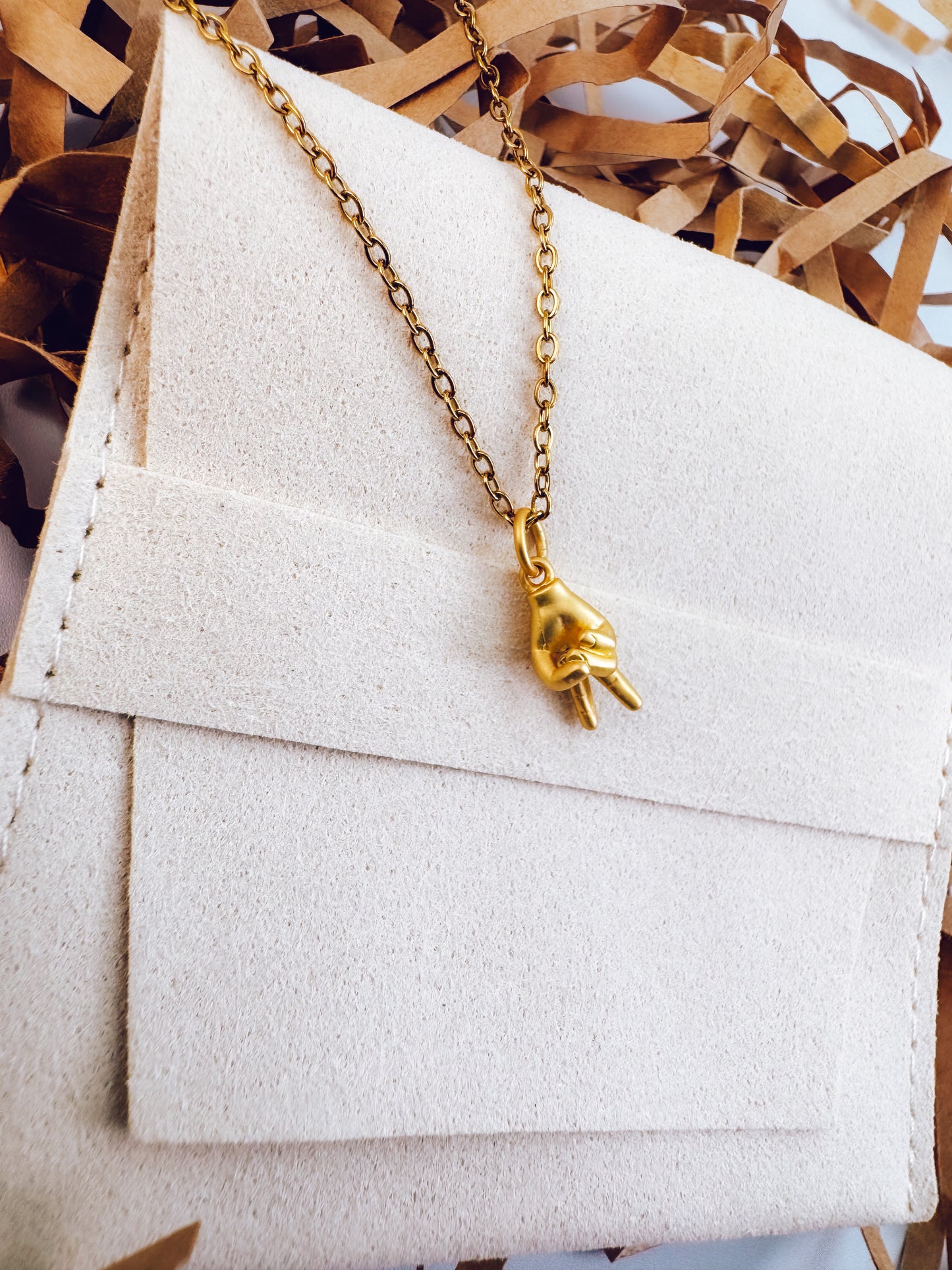 Peace Out Gold Pendant Necklace