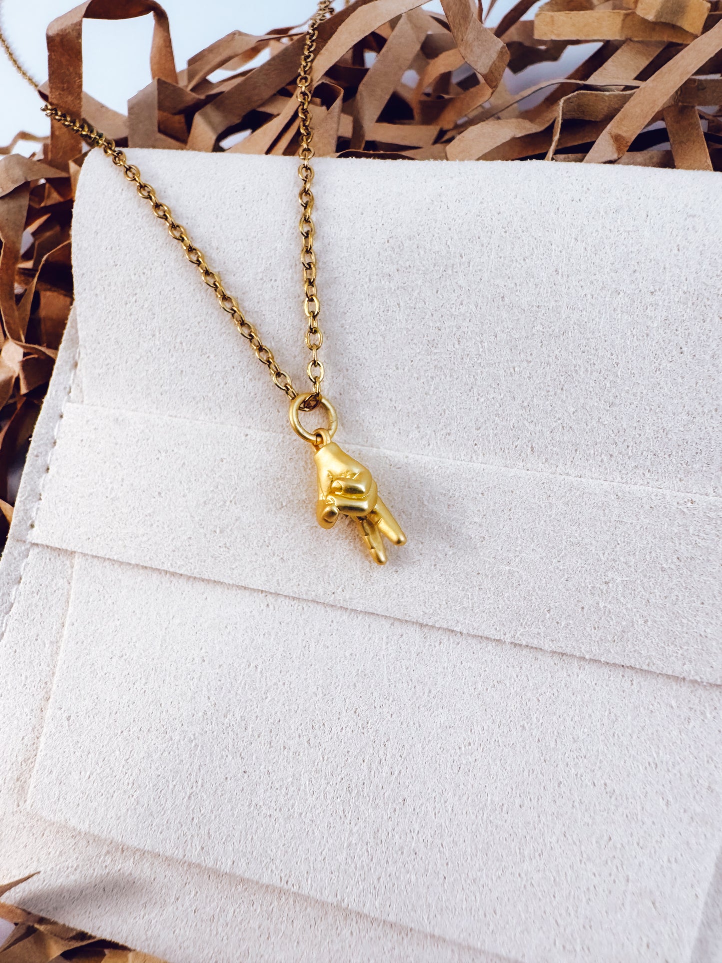 Peace Out Gold Pendant Necklace
