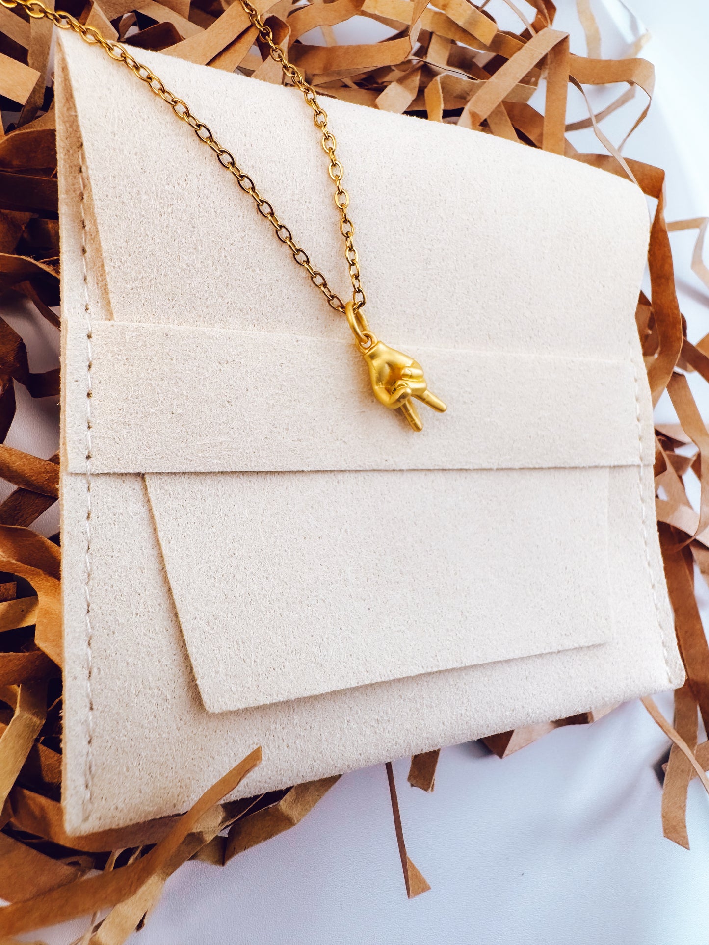 Peace Out Gold Pendant Necklace