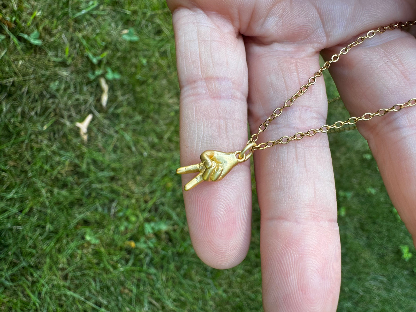 Peace Out Gold Pendant Necklace