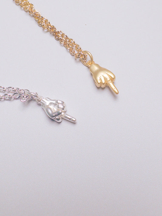 Middle Finger Pendant Necklace