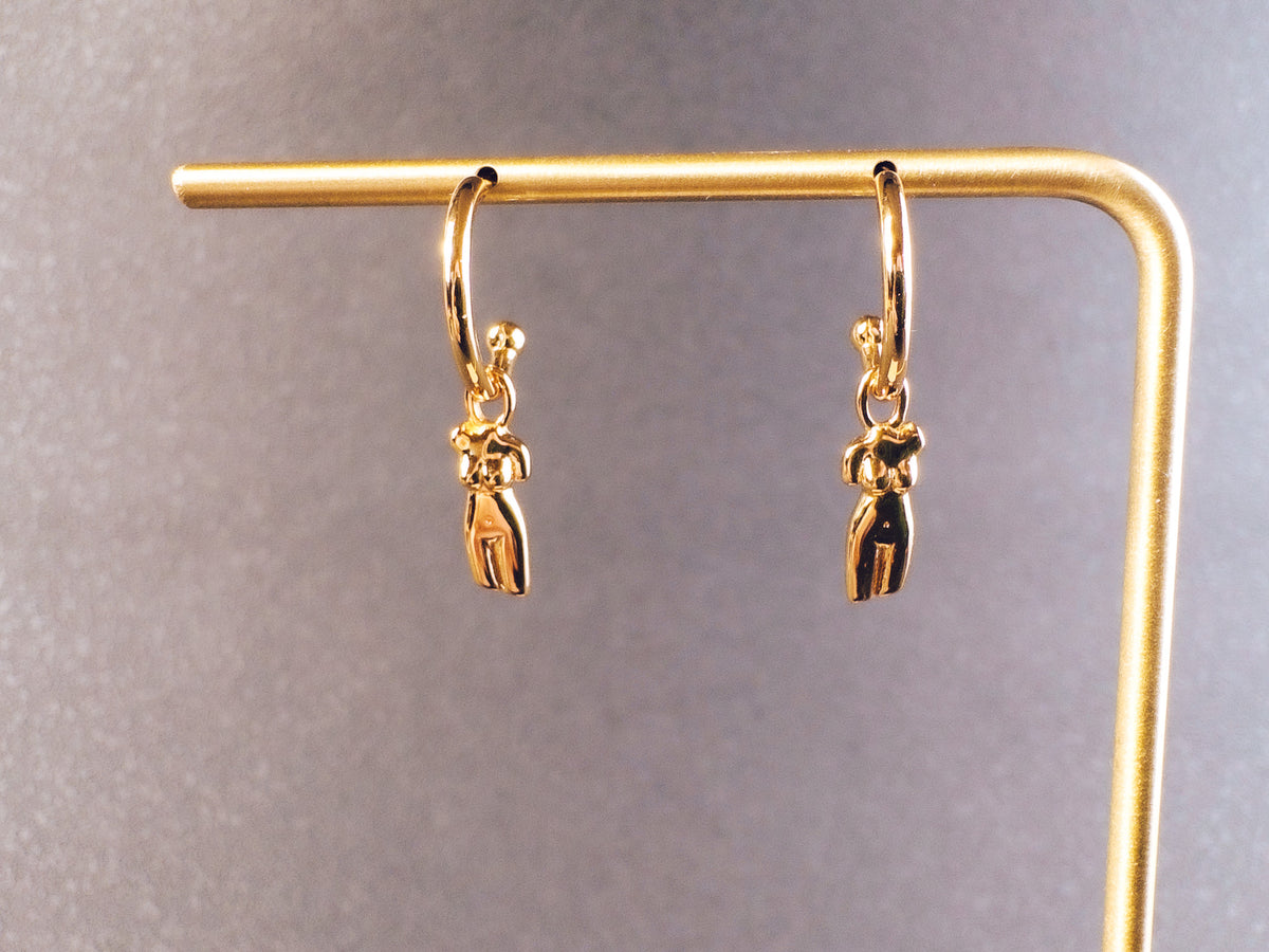 18k Gold Body Form Hoop Earrings
