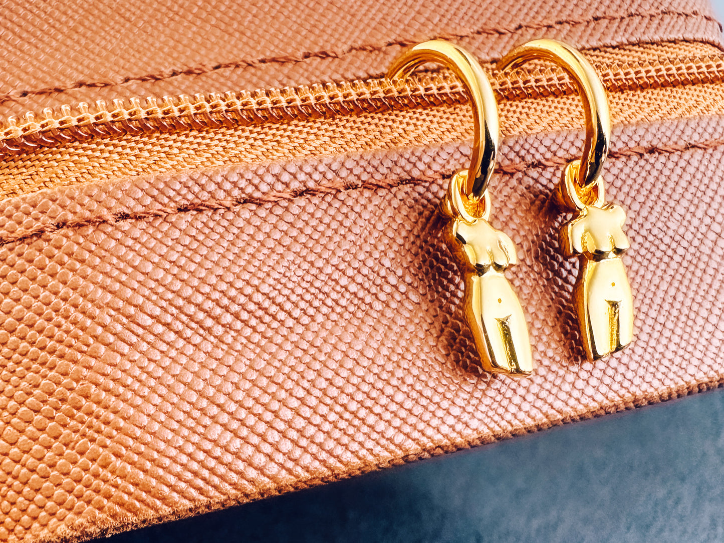 18k Gold Body Form Hoop Earrings
