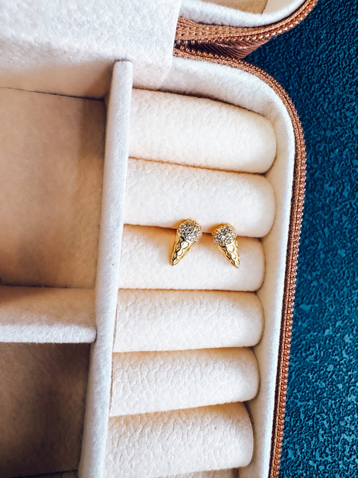 18K Gold Ice Cream Cone Studs