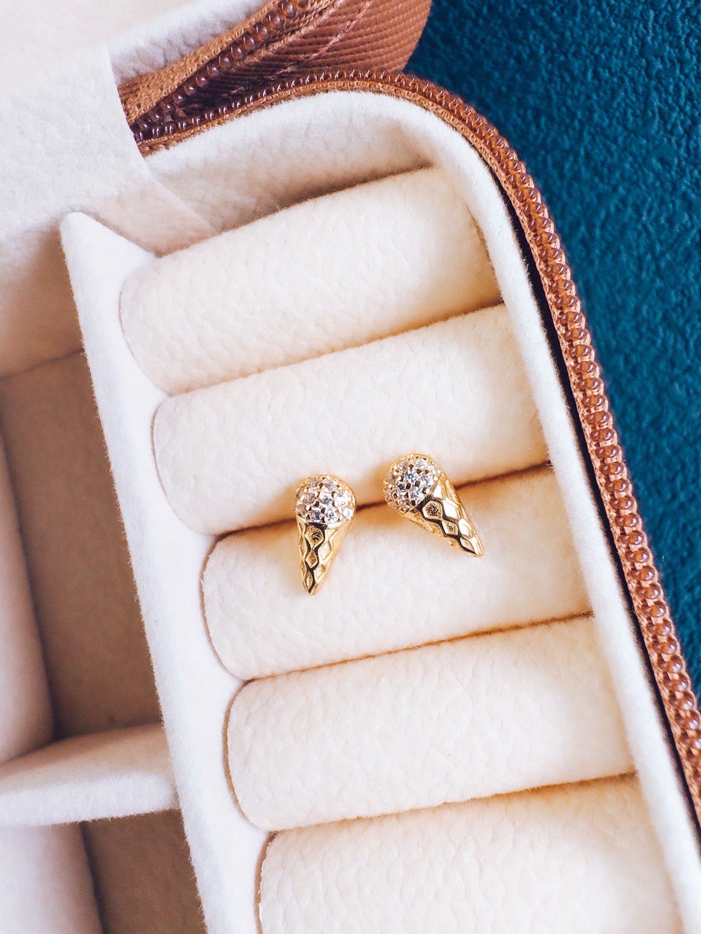 18K Gold Ice Cream Cone Studs