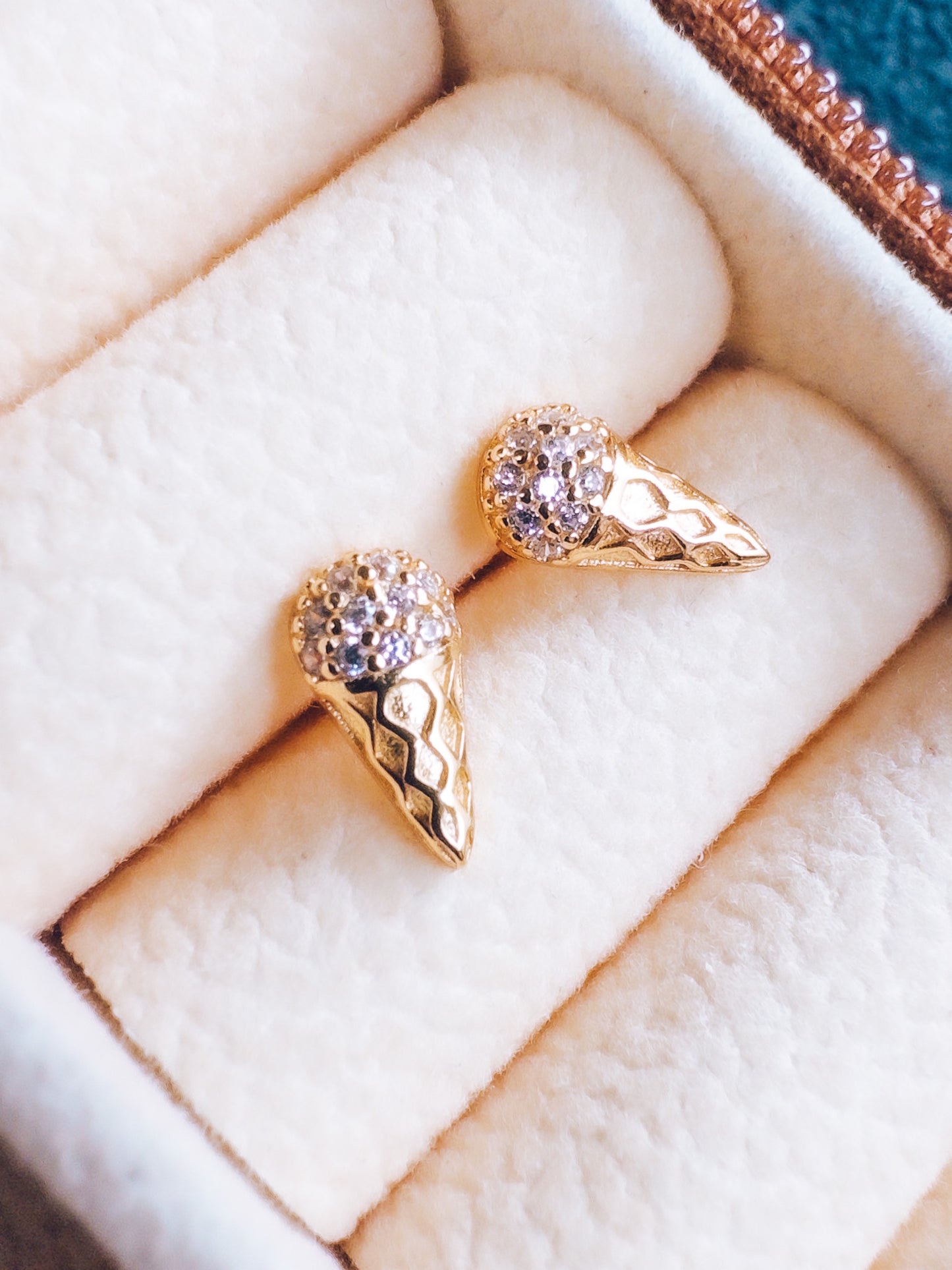 18K Gold Ice Cream Cone Studs