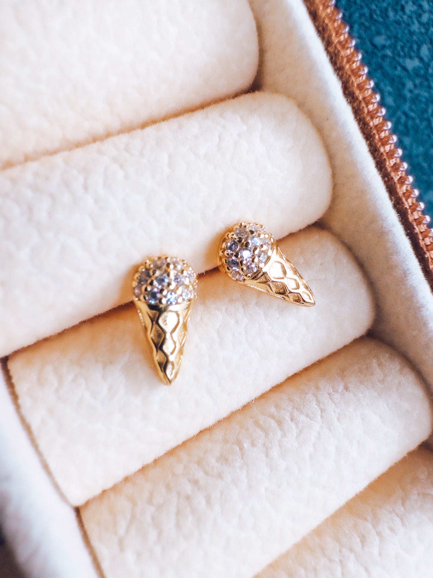 18K Gold Ice Cream Cone Studs