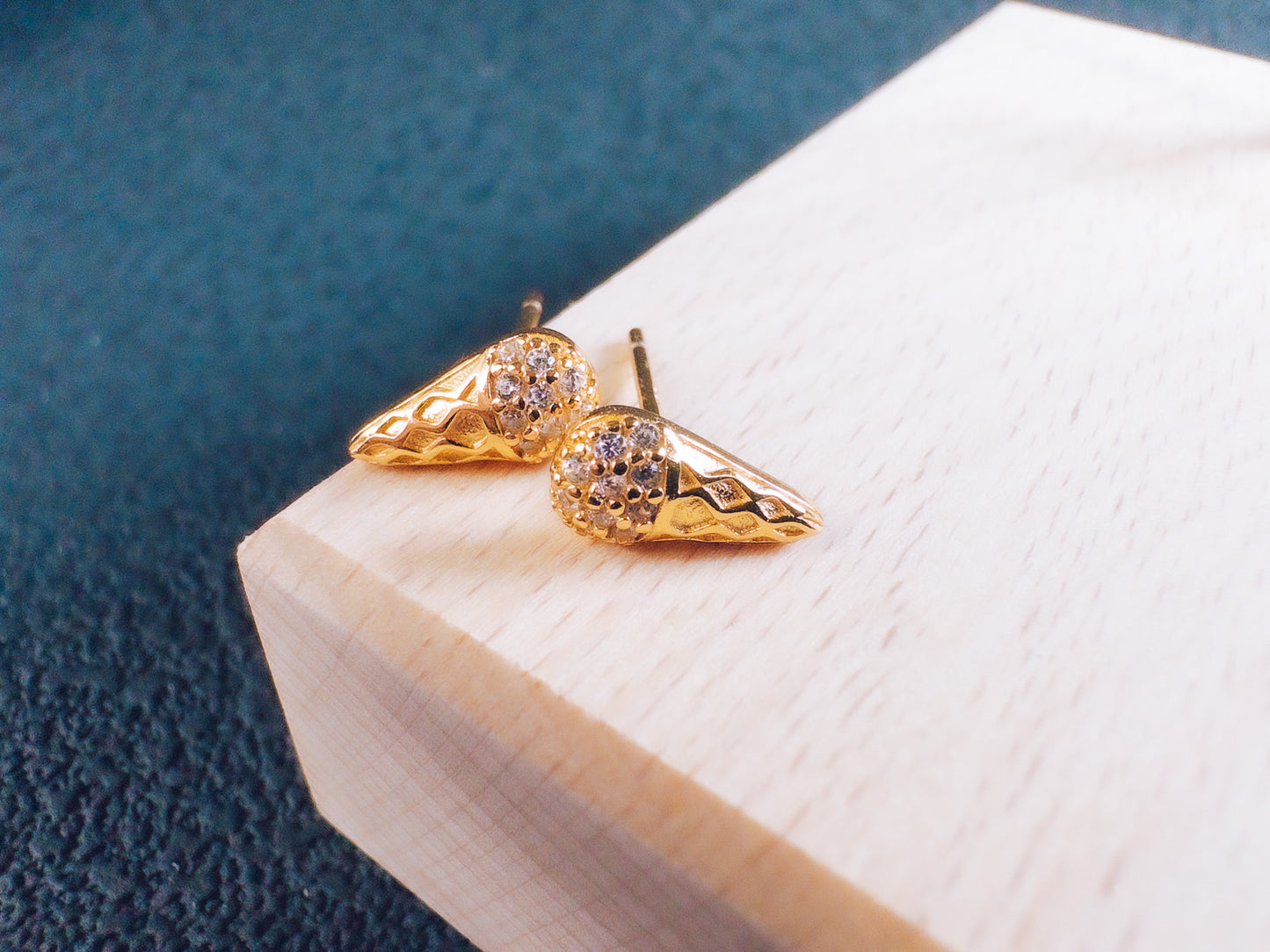 18K Gold Ice Cream Cone Studs