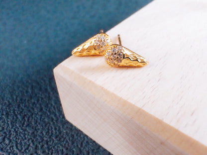 18K Gold Ice Cream Cone Studs