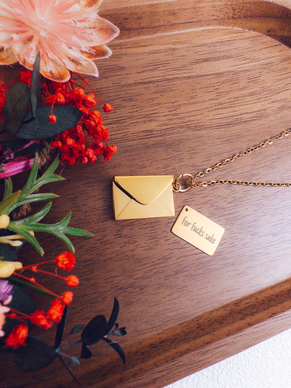 For Fucks Sake Necklace - Hidden Message Envelope Pendant