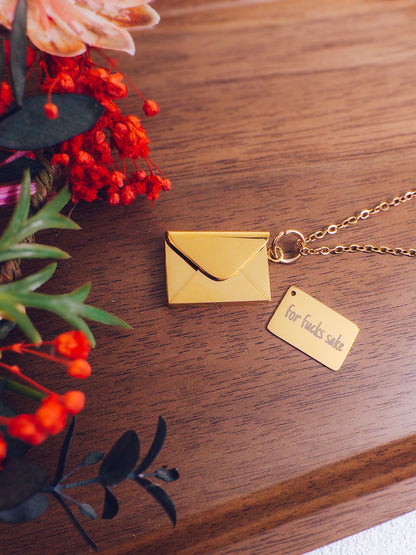 For Fucks Sake Necklace - Hidden Message Envelope Pendant