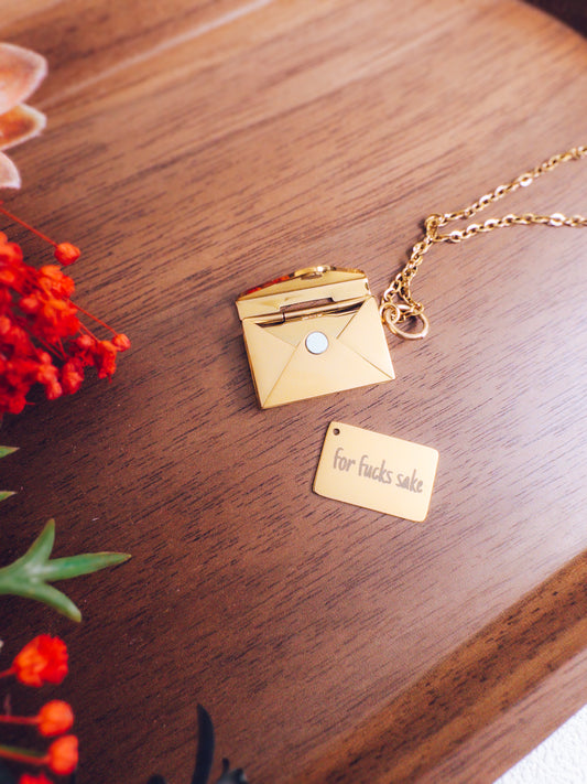 For Fucks Sake Necklace - Hidden Message Envelope Pendant