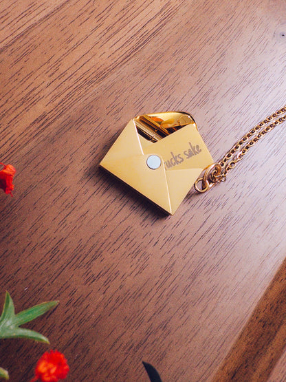 For Fucks Sake Necklace - Hidden Message Envelope Pendant