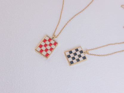 Retro Checkerboard Necklace