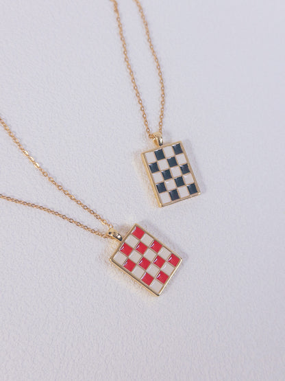 Retro Checkerboard Necklace
