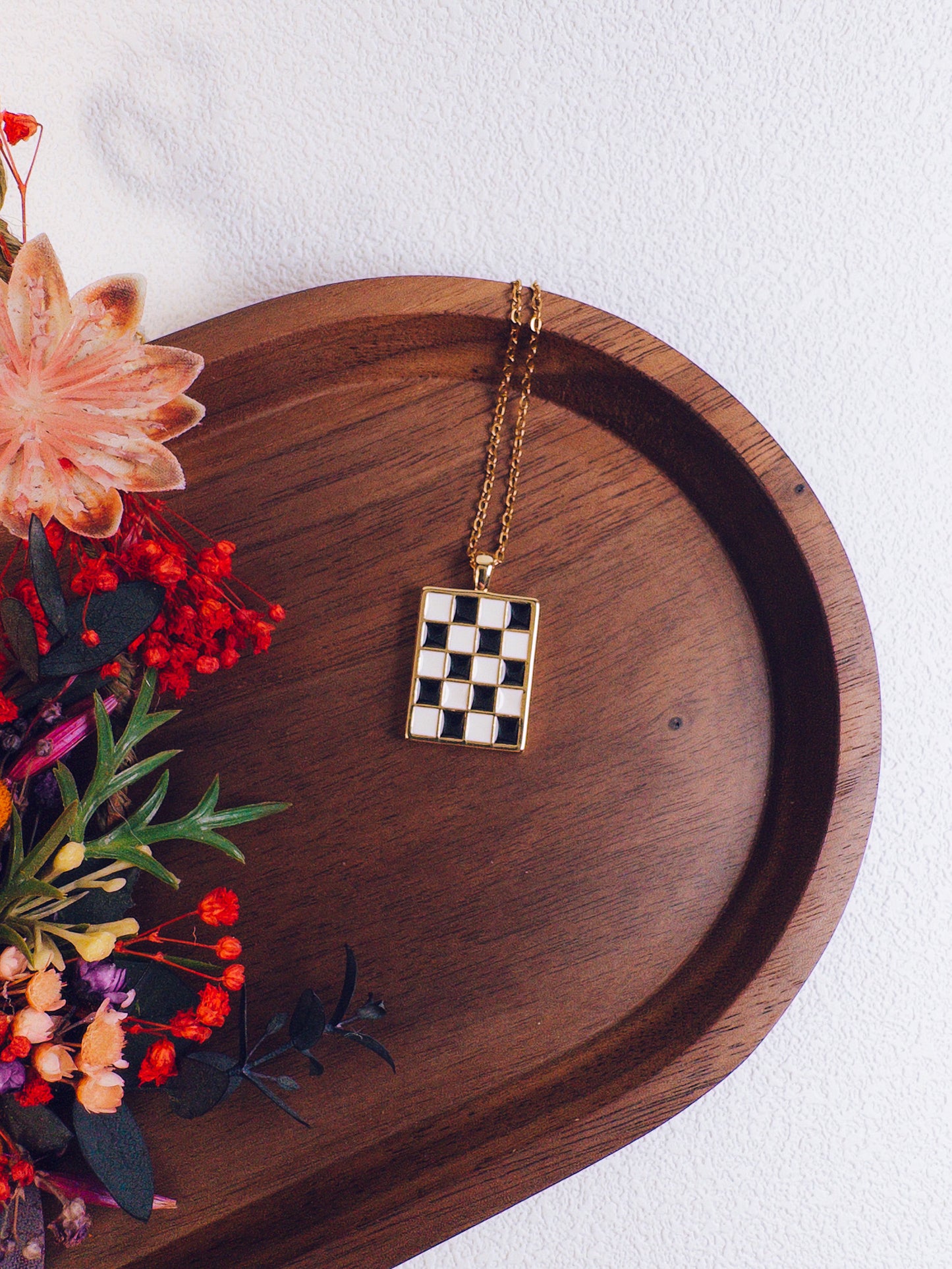 Retro Checkerboard Necklace