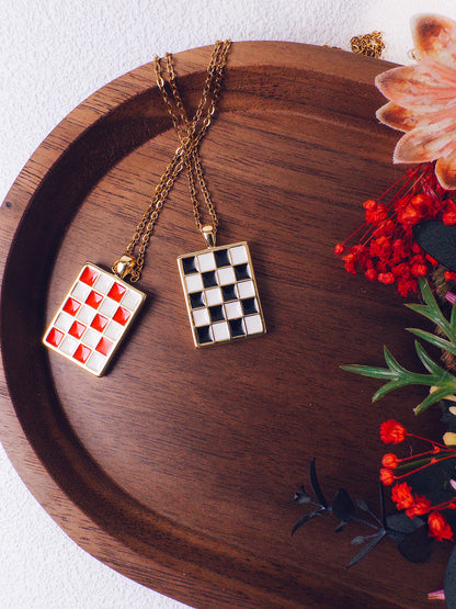 Retro Checkerboard Necklace