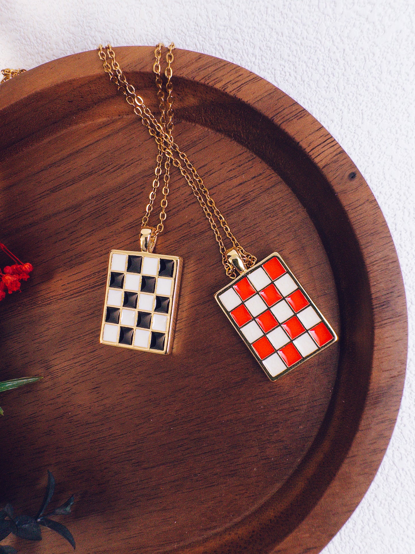 Retro Checkerboard Necklace