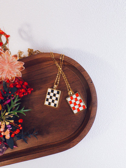 Retro Checkerboard Necklace