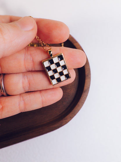 Retro Checkerboard Necklace