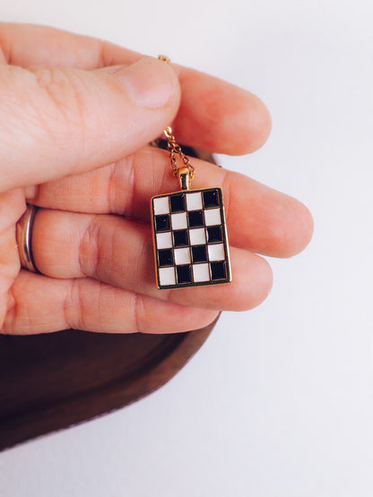 Retro Checkerboard Necklace