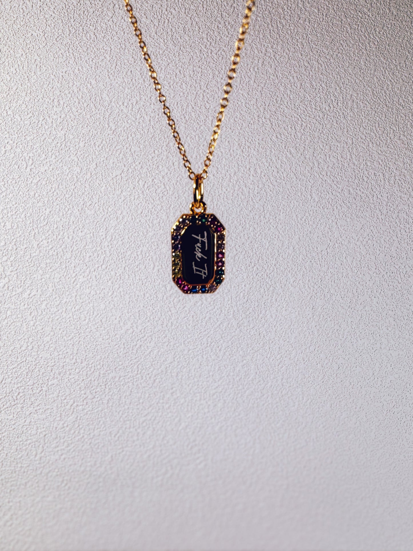 Fuck It Rainbow Necklace- 18k Gold Plated Sterling Silver