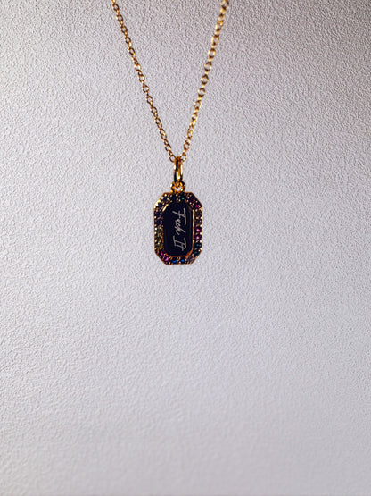 Fuck It Rainbow Necklace- 18k Gold Plated Sterling Silver