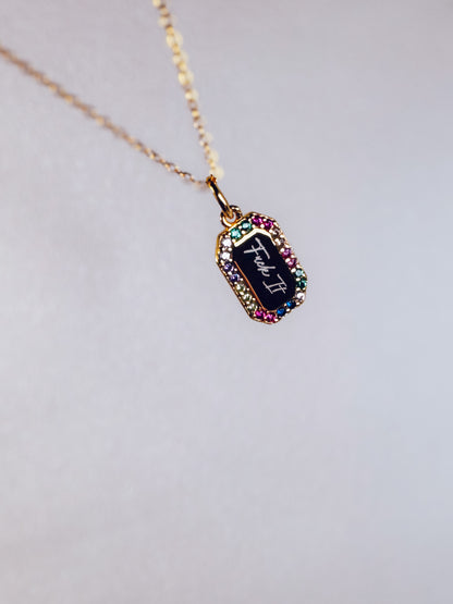 Fuck It Rainbow Necklace- 18k Gold Plated Sterling Silver