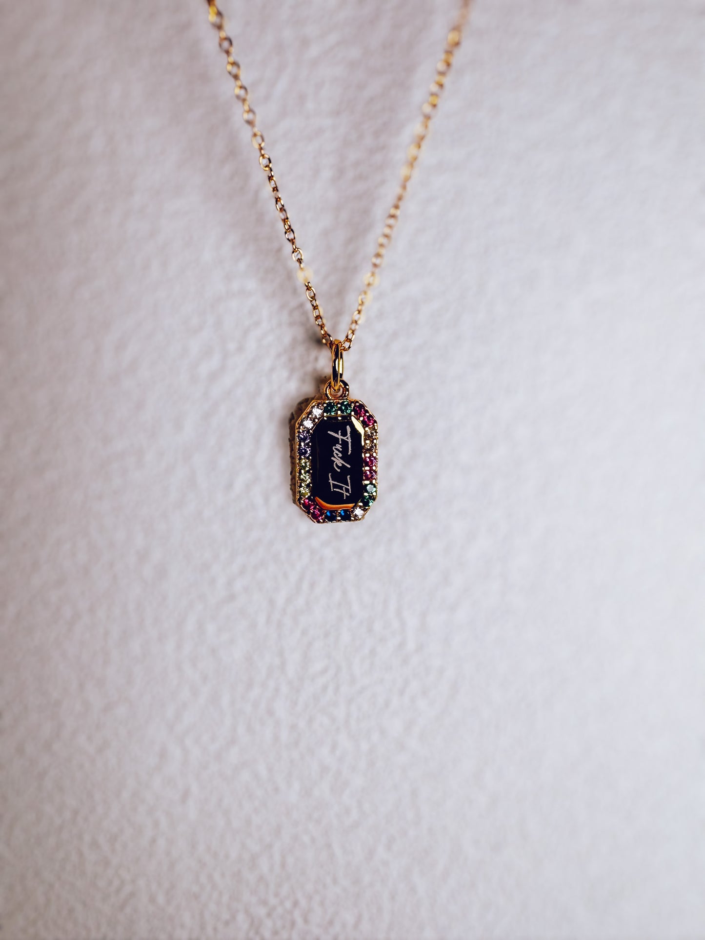 Fuck It Rainbow Necklace- 18k Gold Plated Sterling Silver