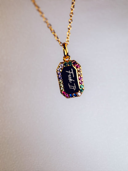 Fuck It Rainbow Necklace- 18k Gold Plated Sterling Silver