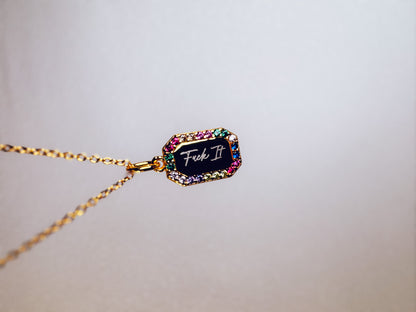 Fuck It Rainbow Necklace- 18k Gold Plated Sterling Silver
