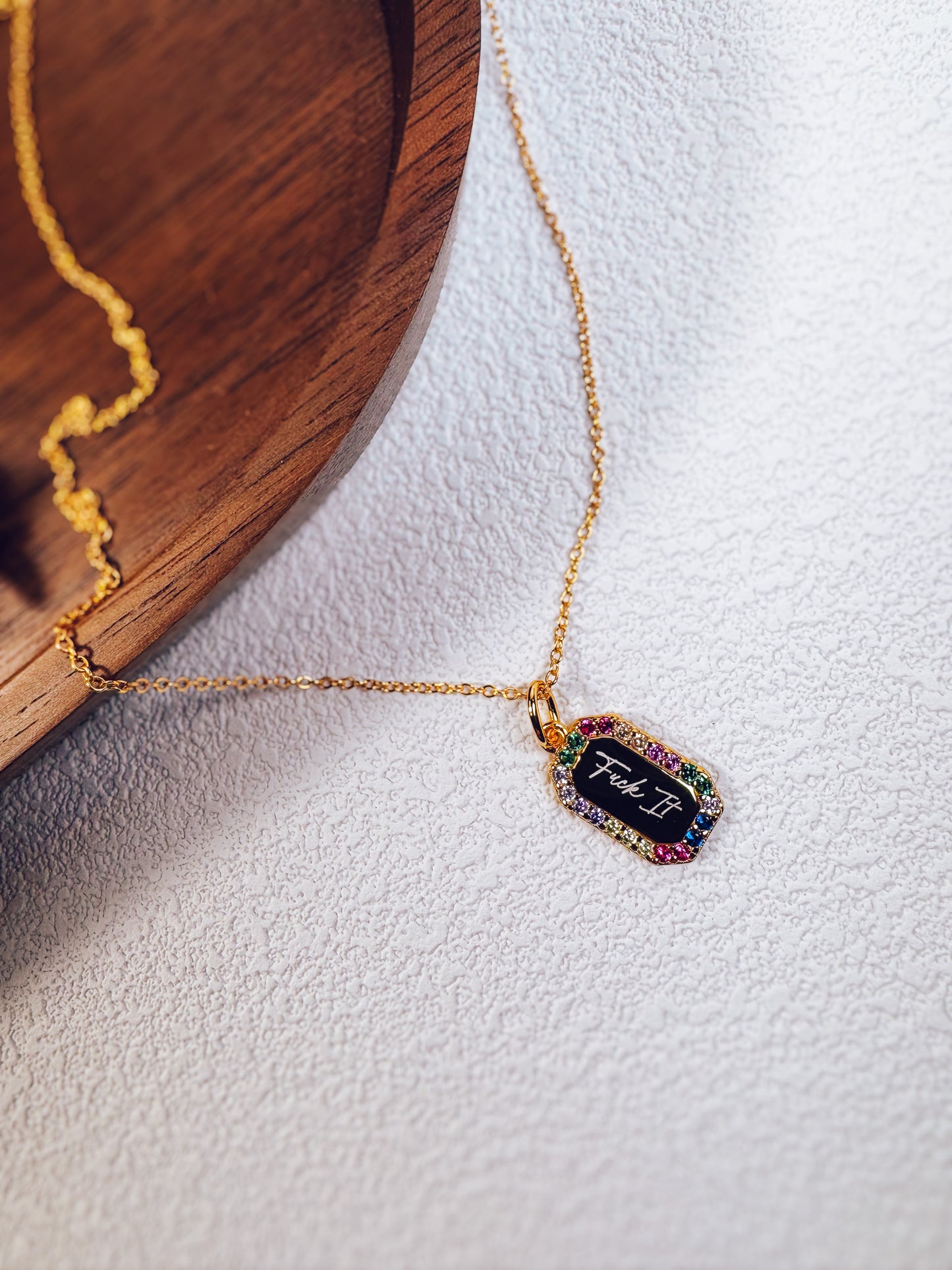 Fuck It Rainbow Necklace- 18k Gold Plated Sterling Silver